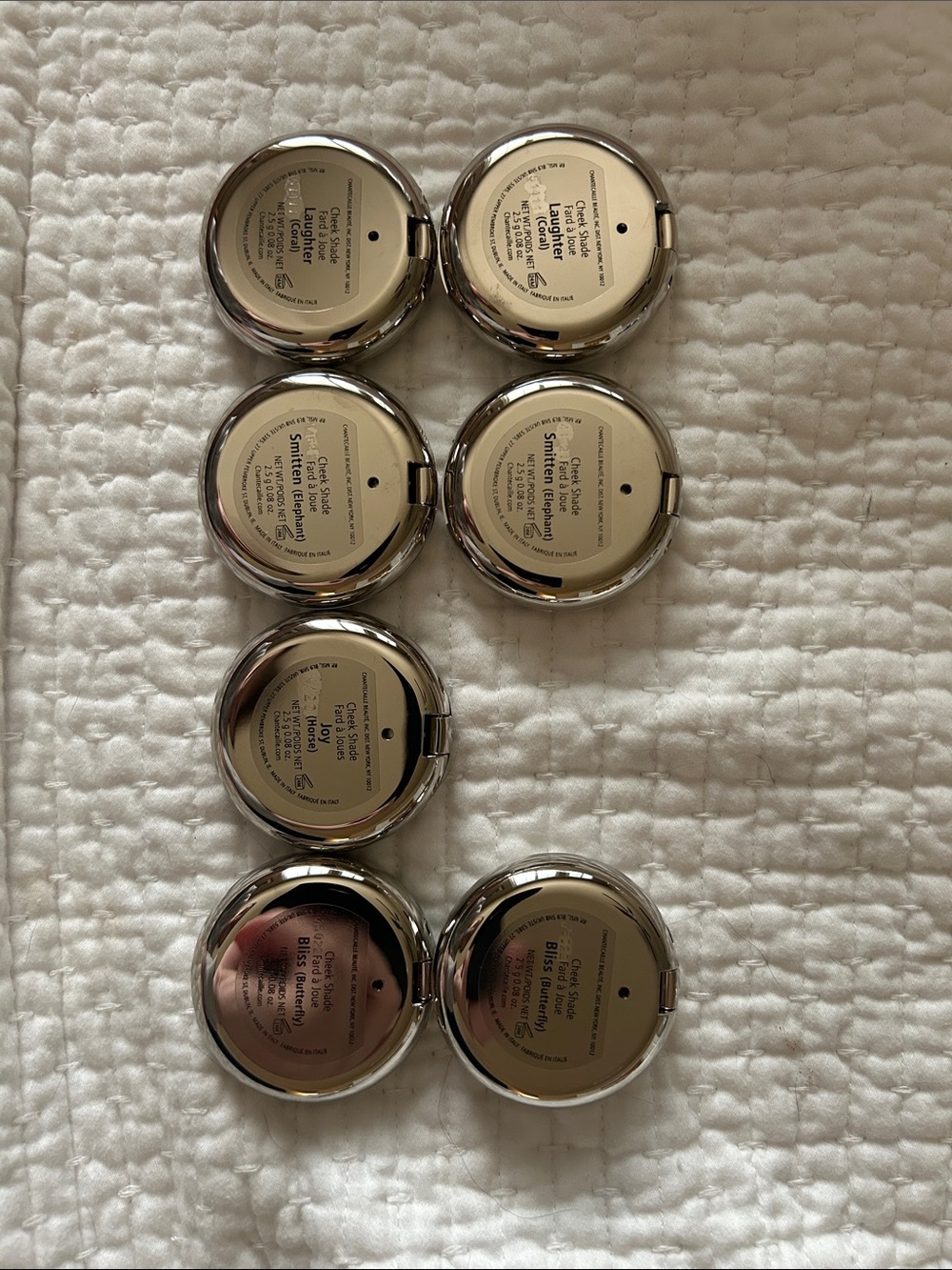 Chantecaille Blush Compacts - Silver Cases with Pink Blush